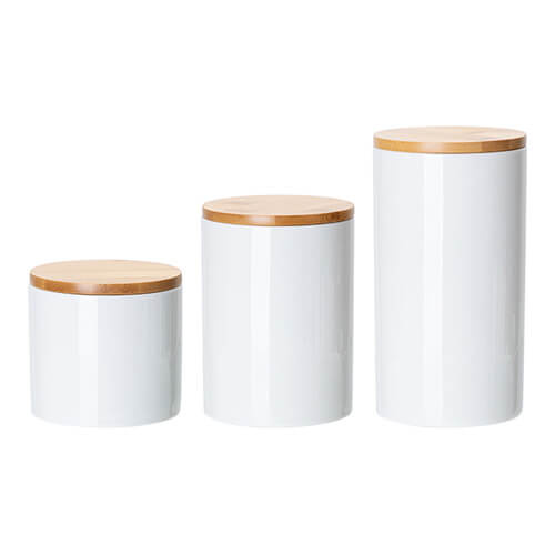 Ceramic container with wooden lid for sublimation